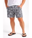 Short Estampado Elastano Plus Size Grande Bermuda floral Preto Cinza